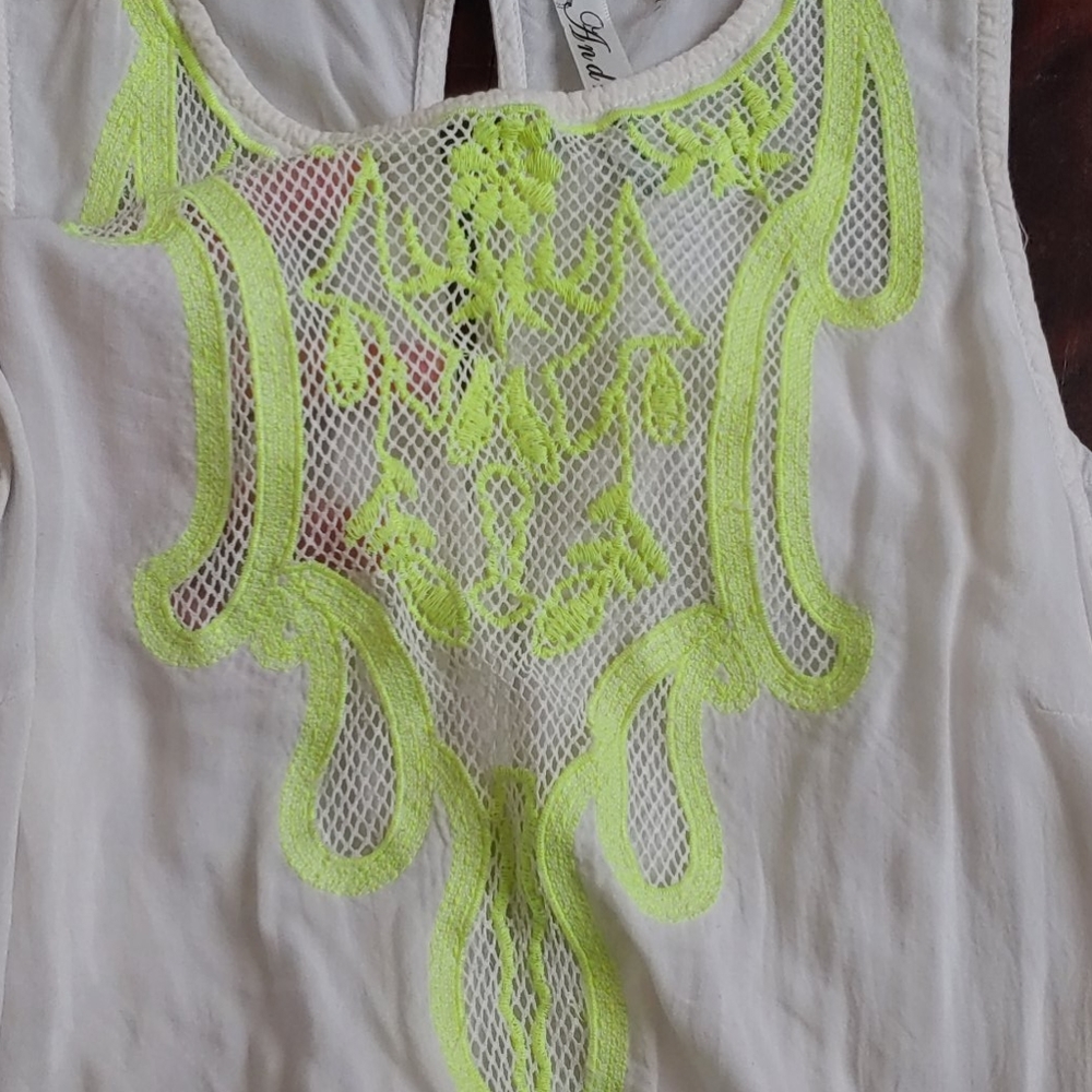 Embroidered Mesh Front Top - Picture 3 of 3
